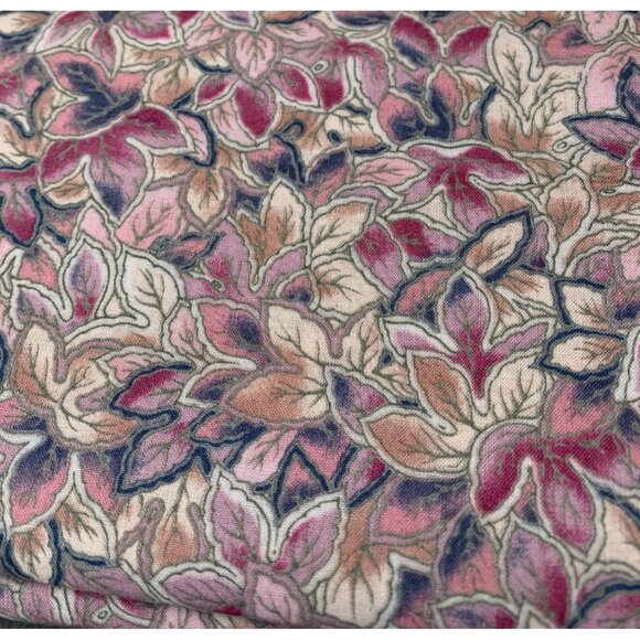 Vintage Floral Fabric 1/2 yards Pink & Beige Leaves Pattern Sewing Crafts Home D - Picture 1 of 4